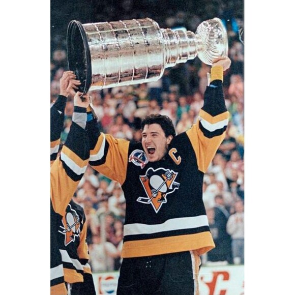 Mario Lemieux (CCM)-(Penguins)-(Yellow)-(Jersey)-(New Cond.)-(Size:XL)-$110.00 - Picture 10 of 12